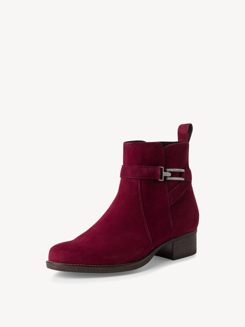 Leather Bootie - red, BORDEAUX, hi-res