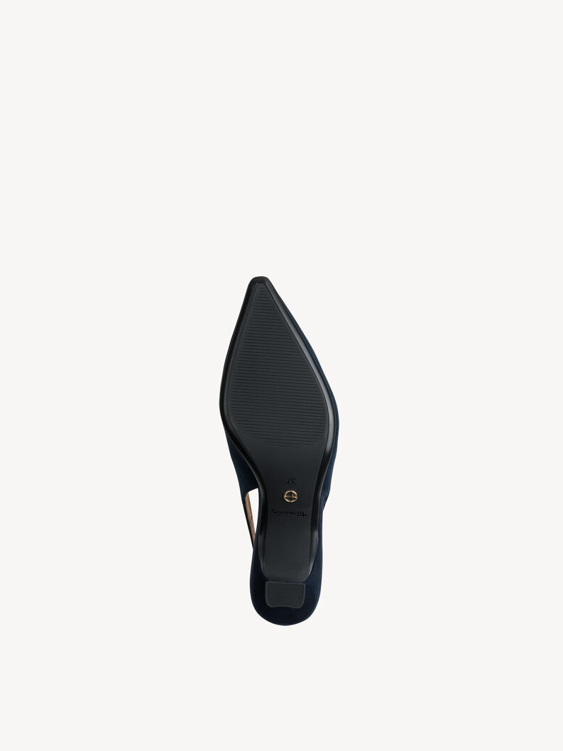 Leather sling pumps - blue, NAVY, hi-res