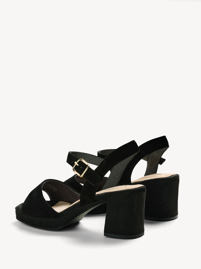 Leren Sandaaltje - zwart, BLACK SUEDE, hi-res