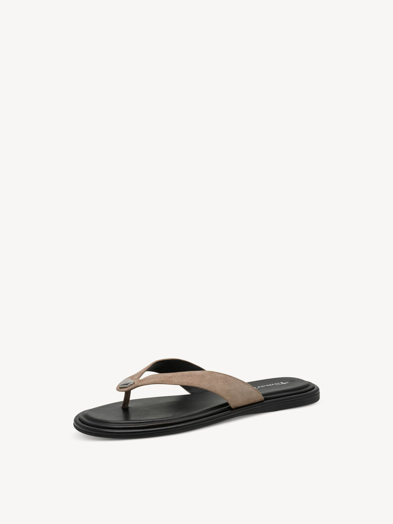 Tong en cuir - beige, TAUPE, hi-res