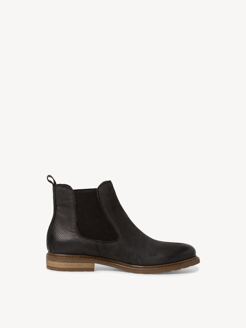 Leren Chelseaboot - zwart, BLACK/STRUCT., hi-res