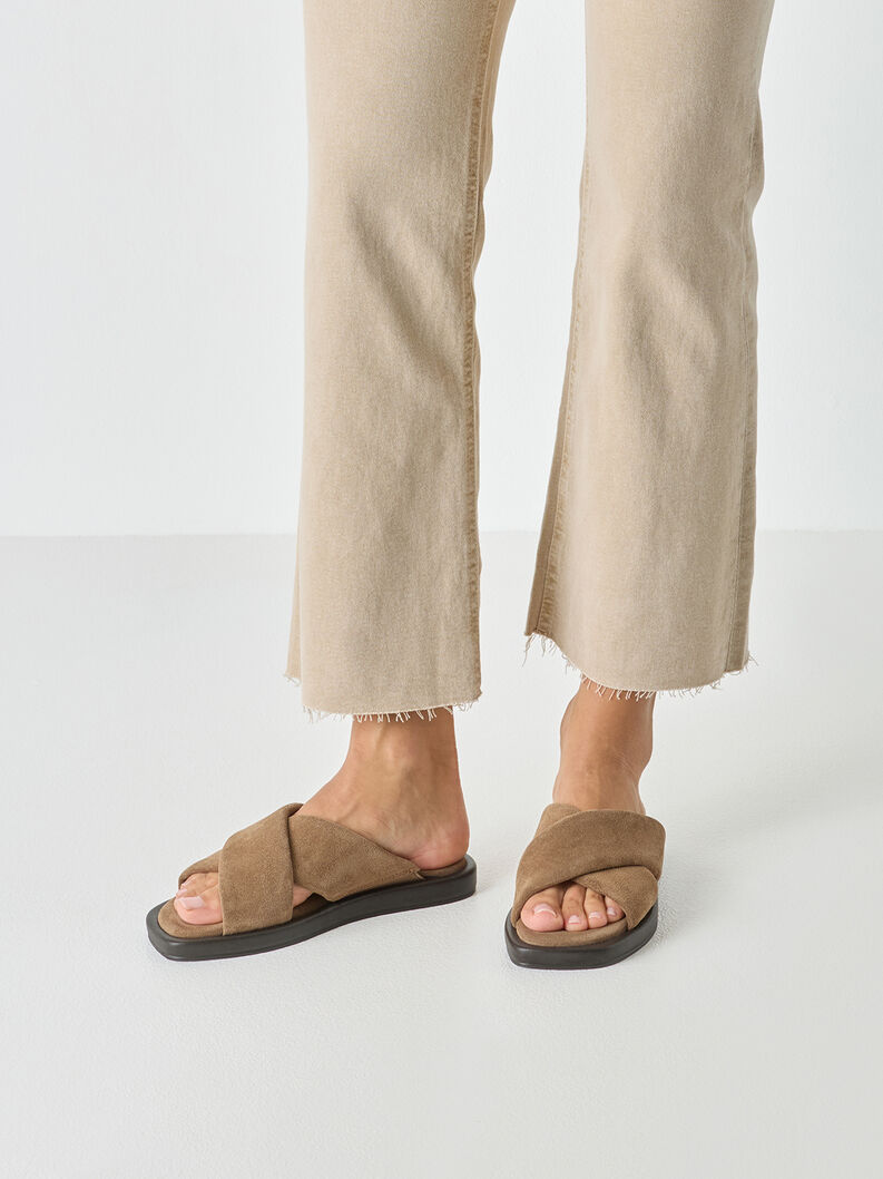 Mule en cuir - marron, BROWN SUEDE, hi-res