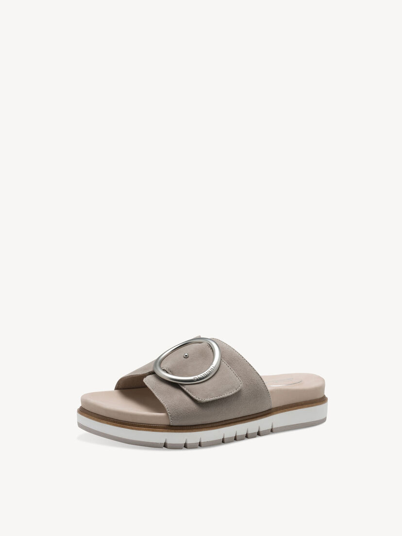 Leren Slipper - grijs, STONE, hi-res