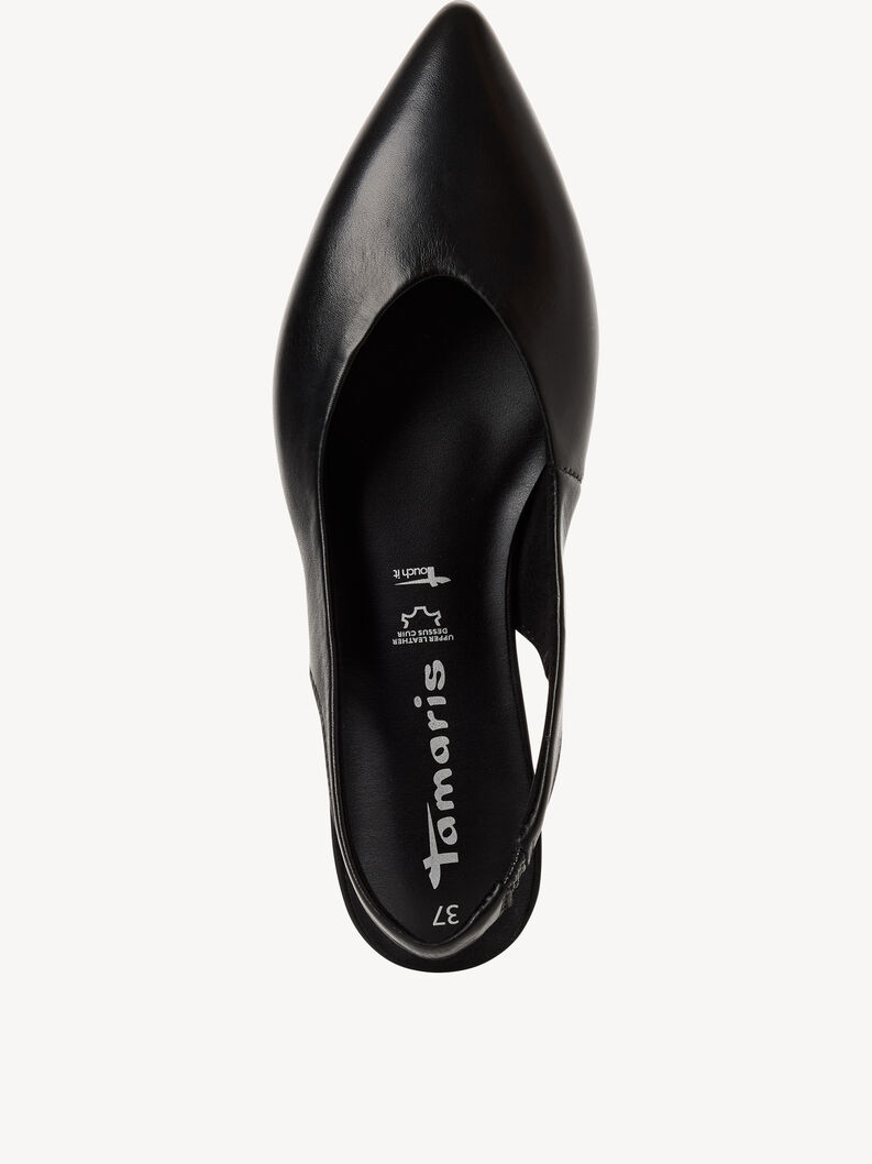 Lederslingpumps - schwarz, BLACK LEATHER, hi-res