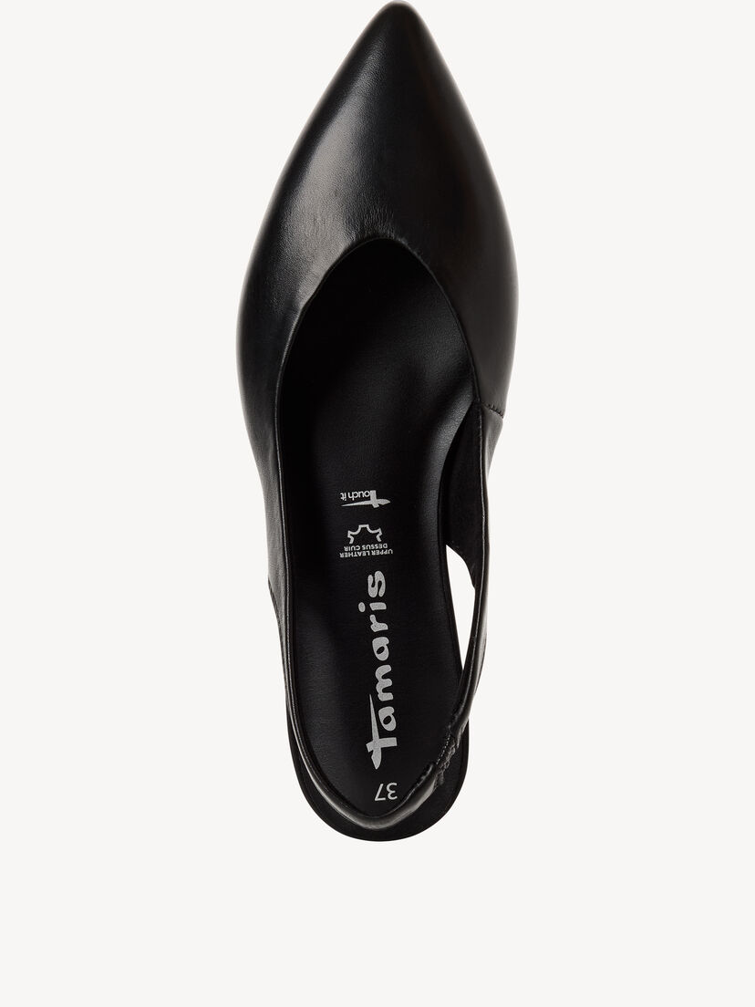 Leren Slingpumps - zwart, BLACK LEATHER, hi-res