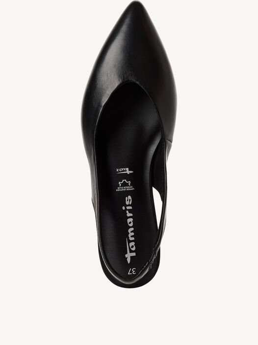 Slingpumps, BLACK LEATHER, hi-res