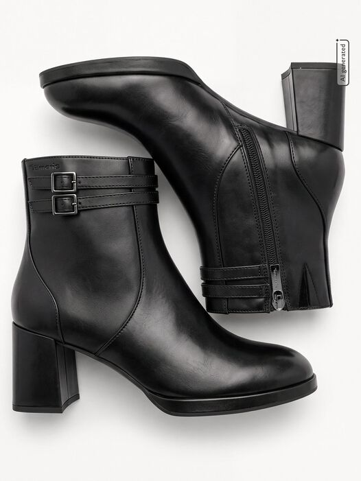 Leren Enkellaarsje, BLACK, hi-res