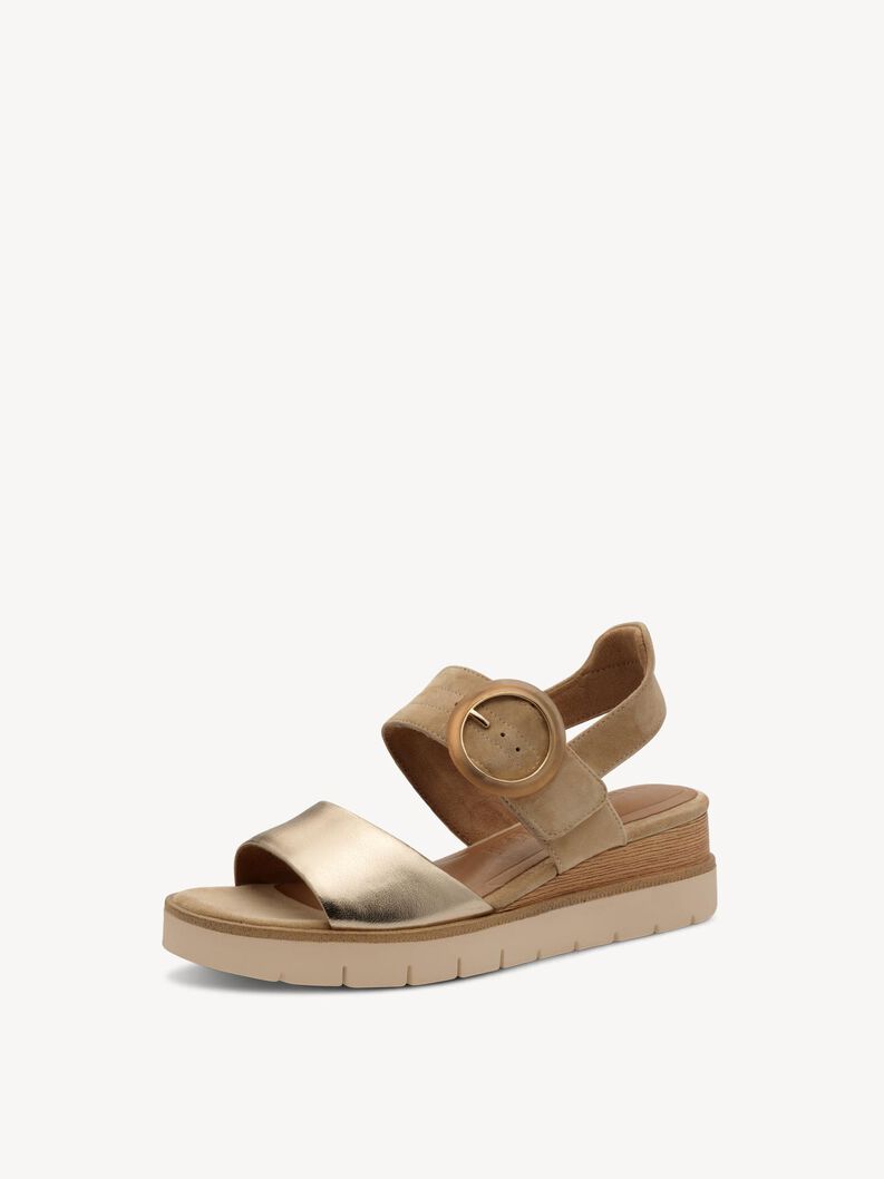 Ledersandalette - beige, TAN COMB, hi-res