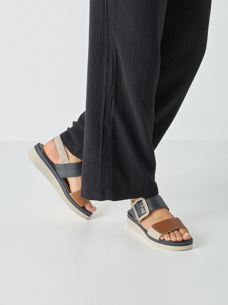 Sandale &agrave; talon en cuir - bleu, NAVY COMB, hi-res