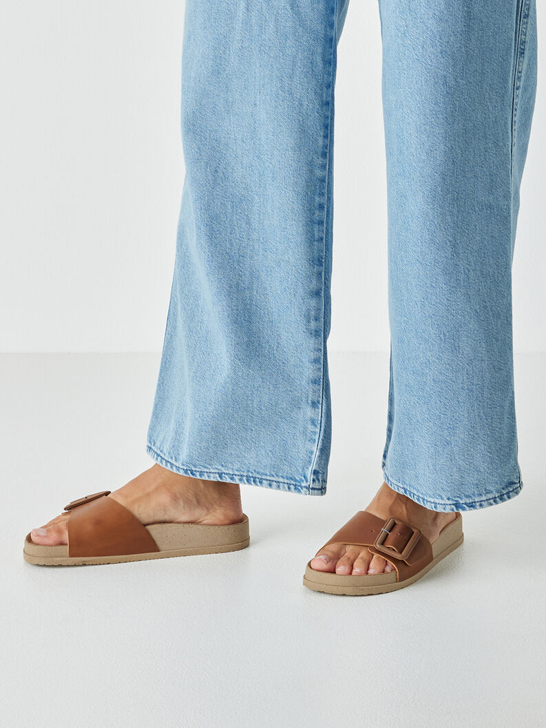 Mule en cuir - marron, COGNAC PULL-UP, hi-res