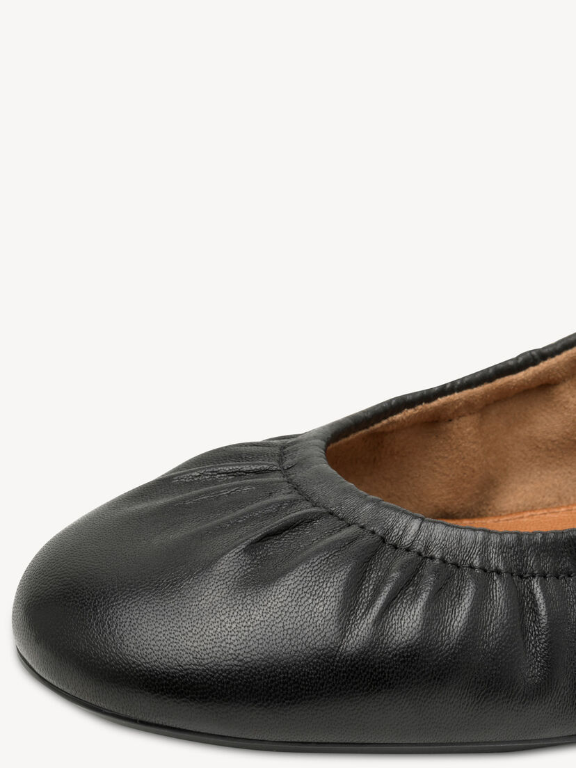 Leren Ballerina - zwart, BLACK, hi-res