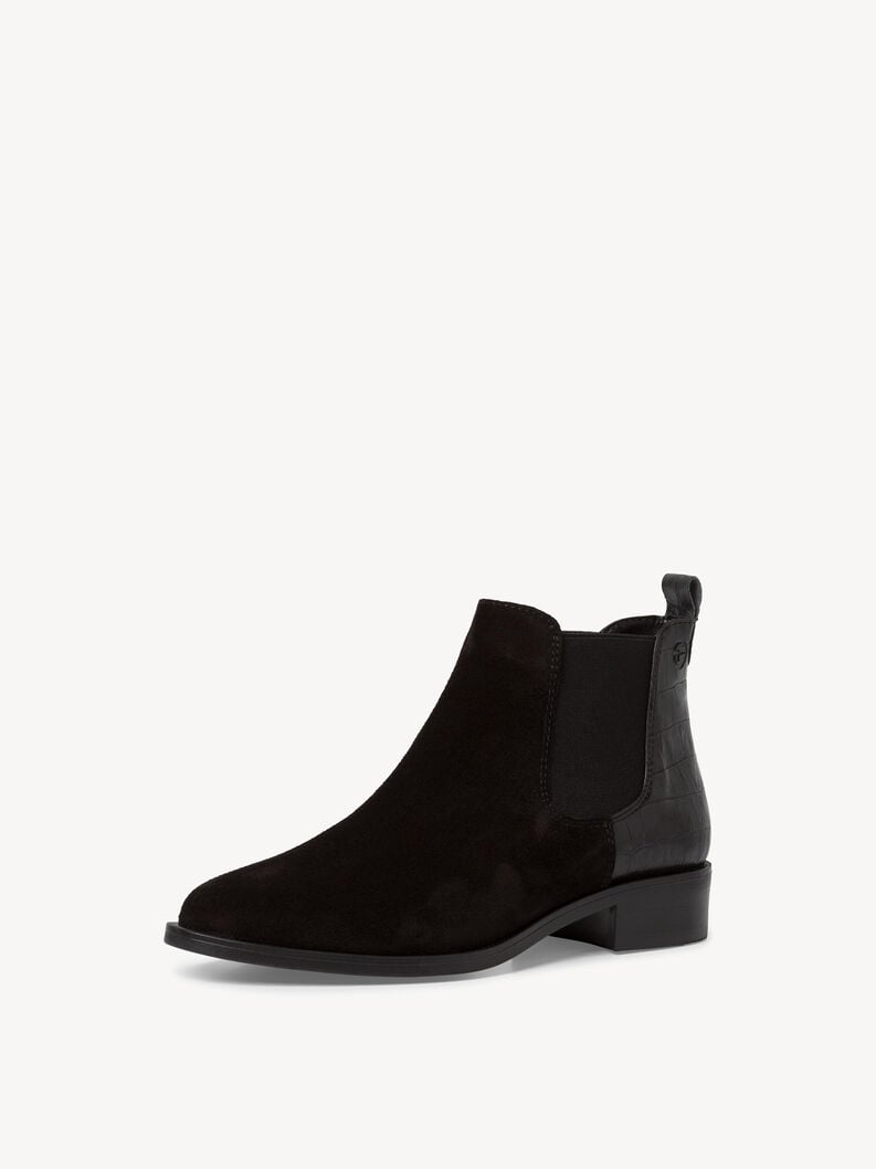 Leather Chelsea boot - black, BLK SUED./STR., hi-res