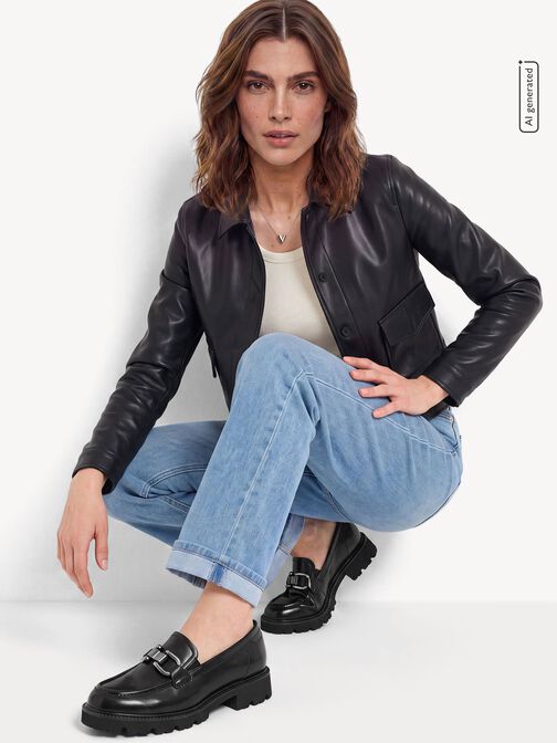 Slipper en cuir - noir, BLACK NAPPA, hi-res