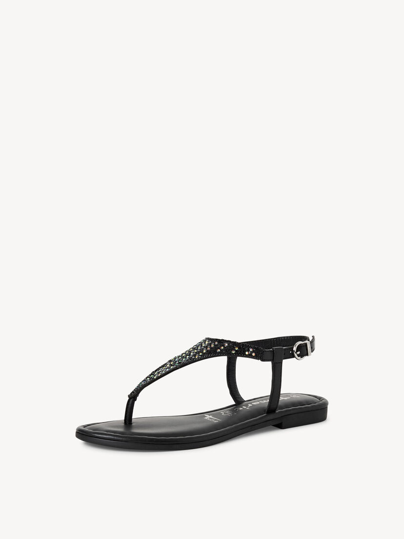 Leren Sandaal - zwart, BLACK GLAM, hi-res