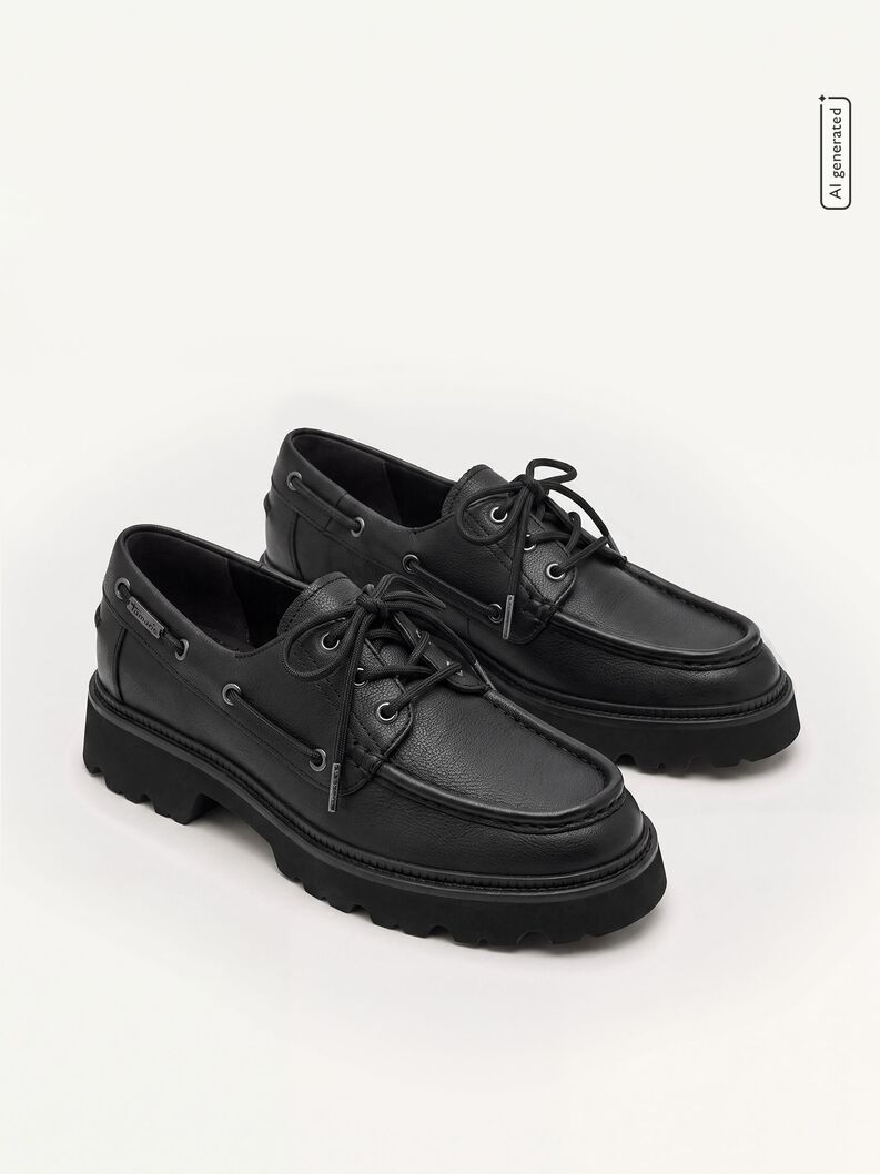 Lederhalbschuh - schwarz, BLACK LEATHER, hi-res