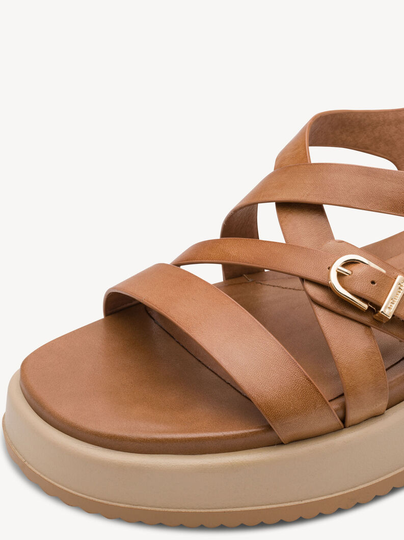 Ledersandalette - braun, COGNAC, hi-res