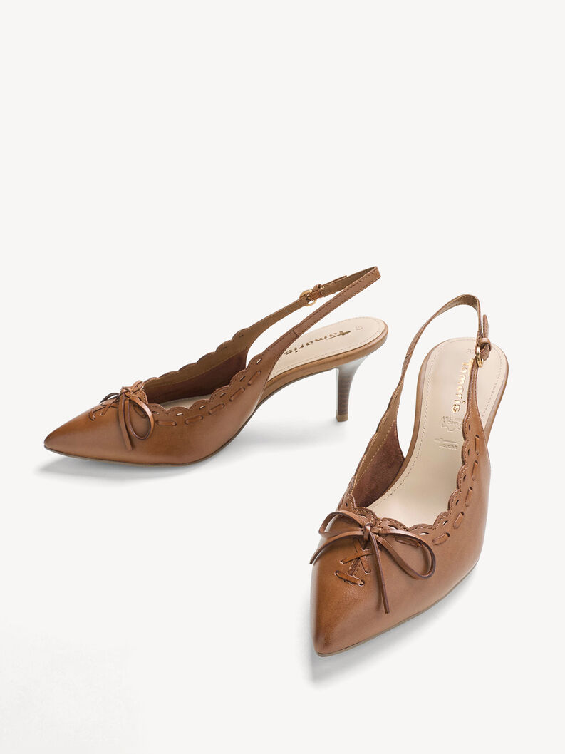 Leather sling pumps - brown, NUT, hi-res