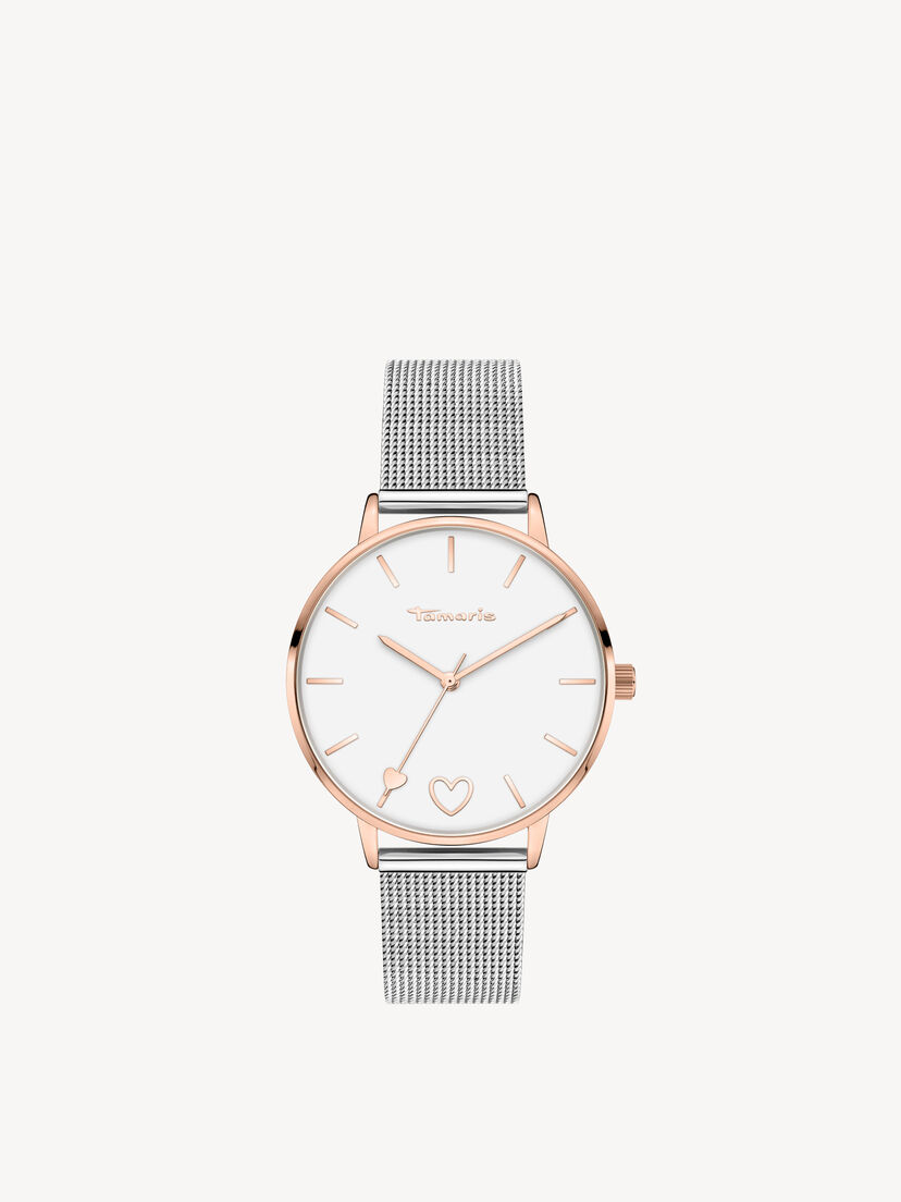 Horloge - zilver, rosegold mesh silver, hi-res