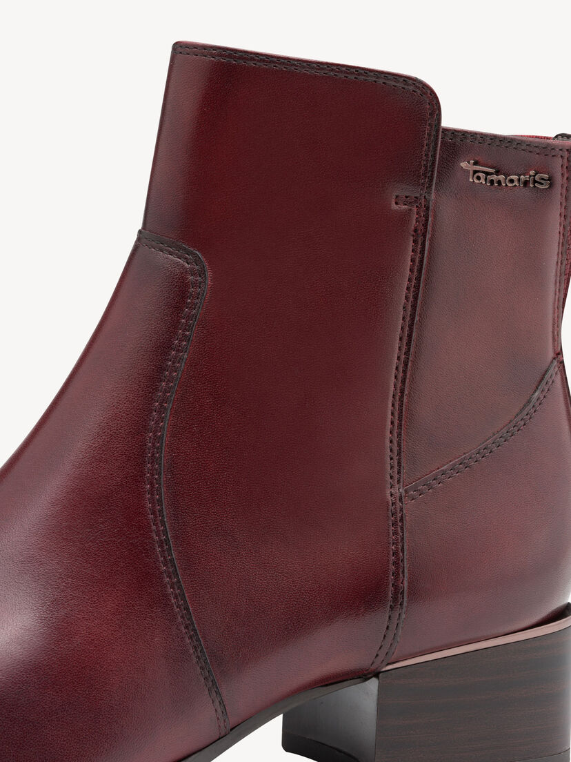 Leren Enkellaarsje - rood, BORDEAUX, hi-res