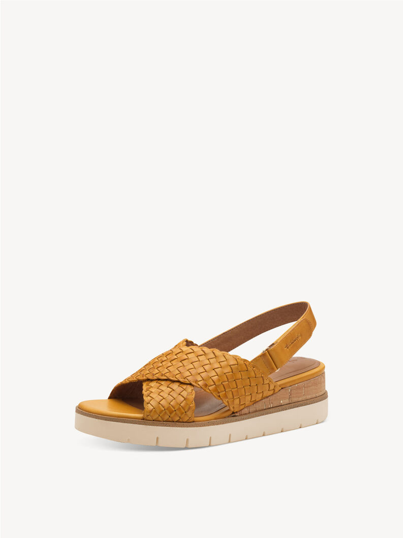 Ledersandalette - gelb, YELLOW, hi-res