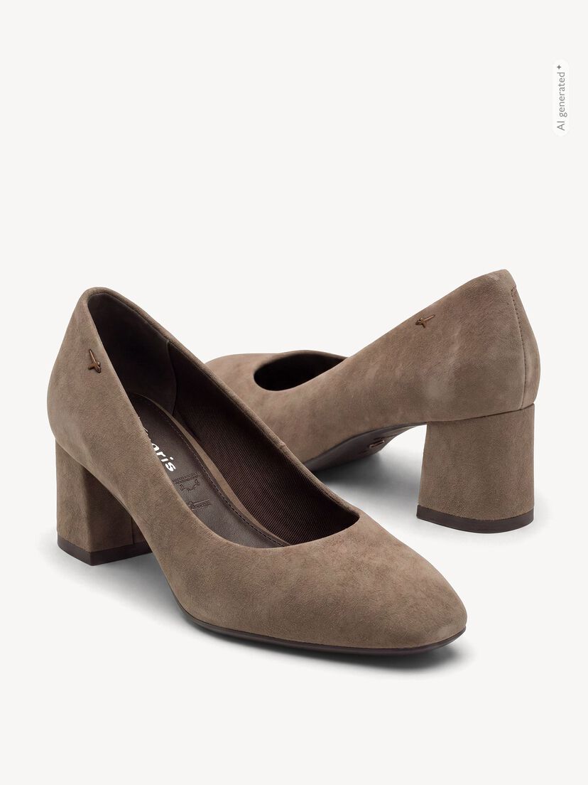 Leren Pumps - bruin, TAUPE SUEDE, hi-res