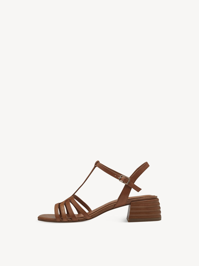 Leather Heeled sandal - brown, COGNAC LEATHER, hi-res