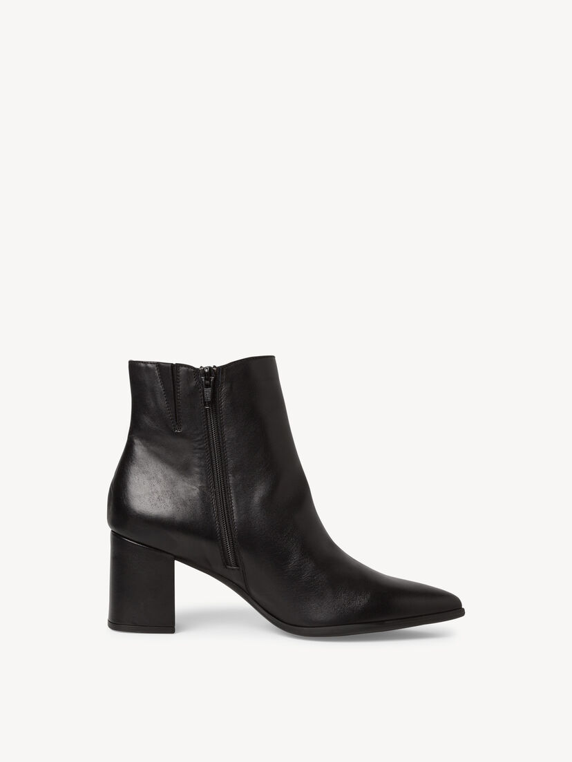 Leren Enkellaarsje - zwart, BLACK, hi-res