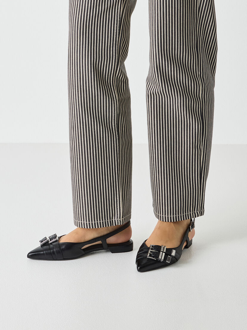 Leren Slingpumps - zwart, BLACK, hi-res