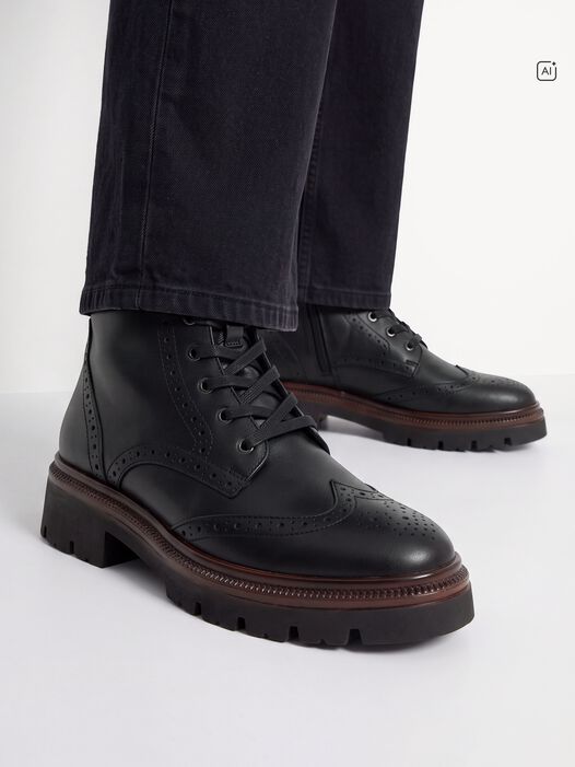 Enkellaarsje, BLACK LEATHER, hi-res