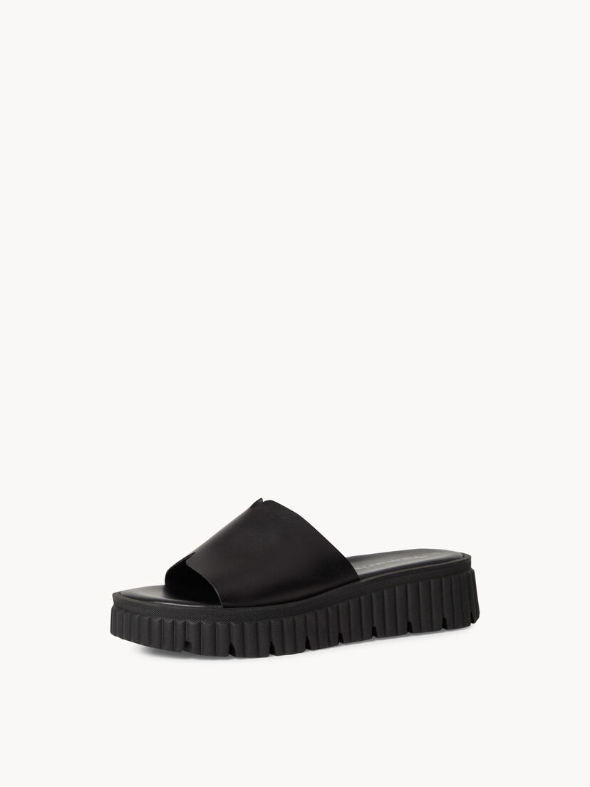 Leren Slipper - zwart, BLACK, hi-res