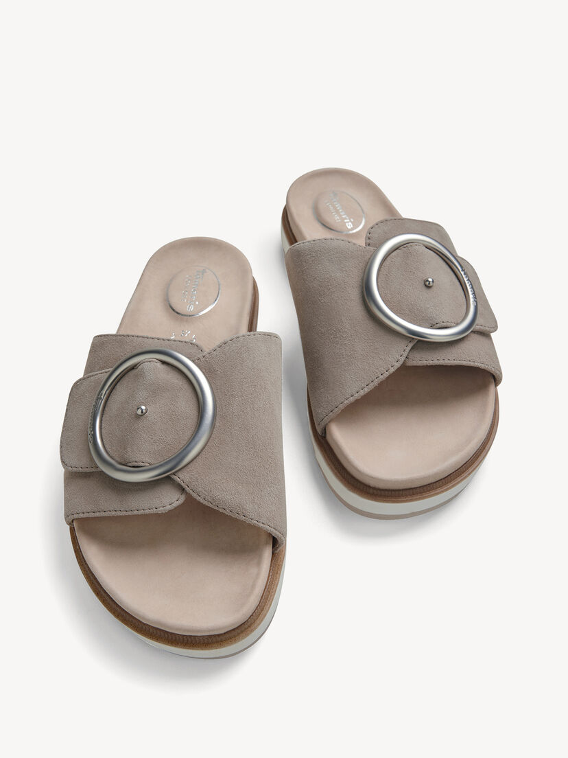 Leren Slipper - grijs, STONE, hi-res