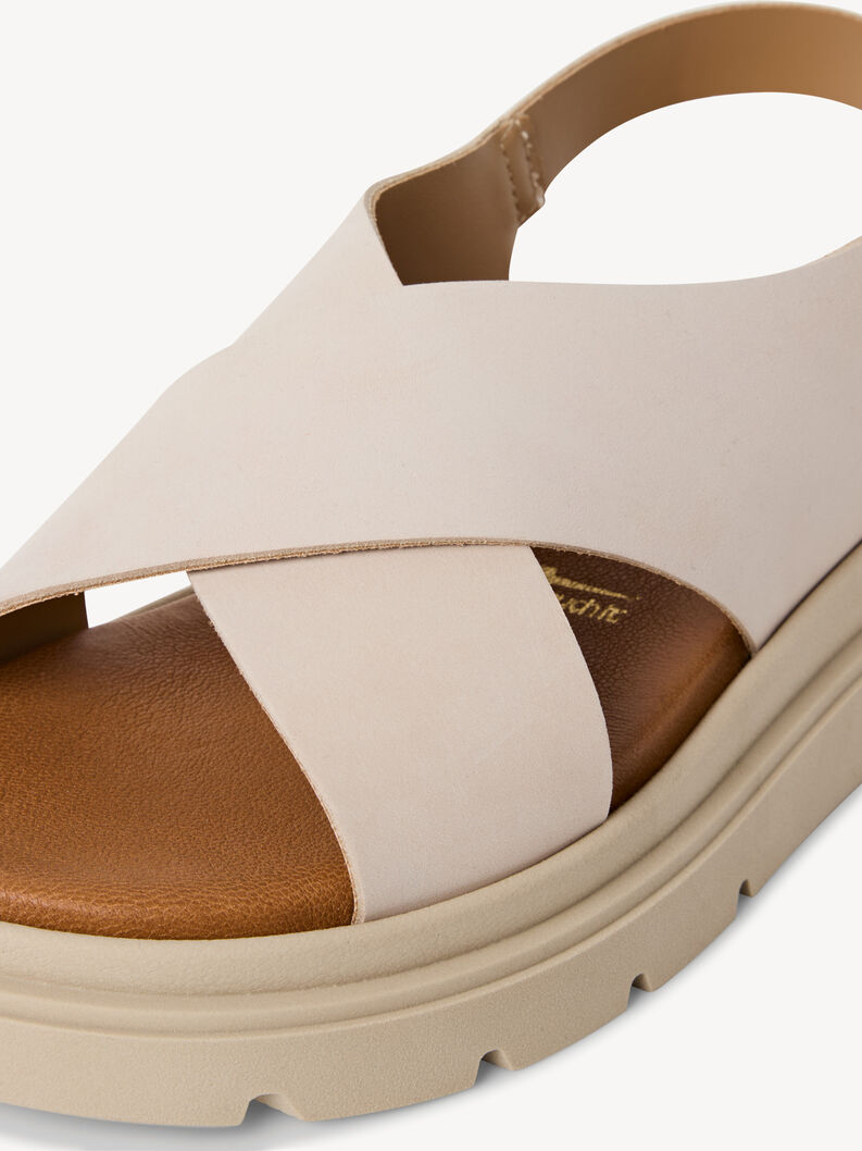 Sandale à talon en cuir - beige, IVORY NUBUC, hi-res