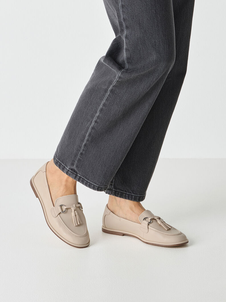 Lederslipper - beige, IVORY, hi-res