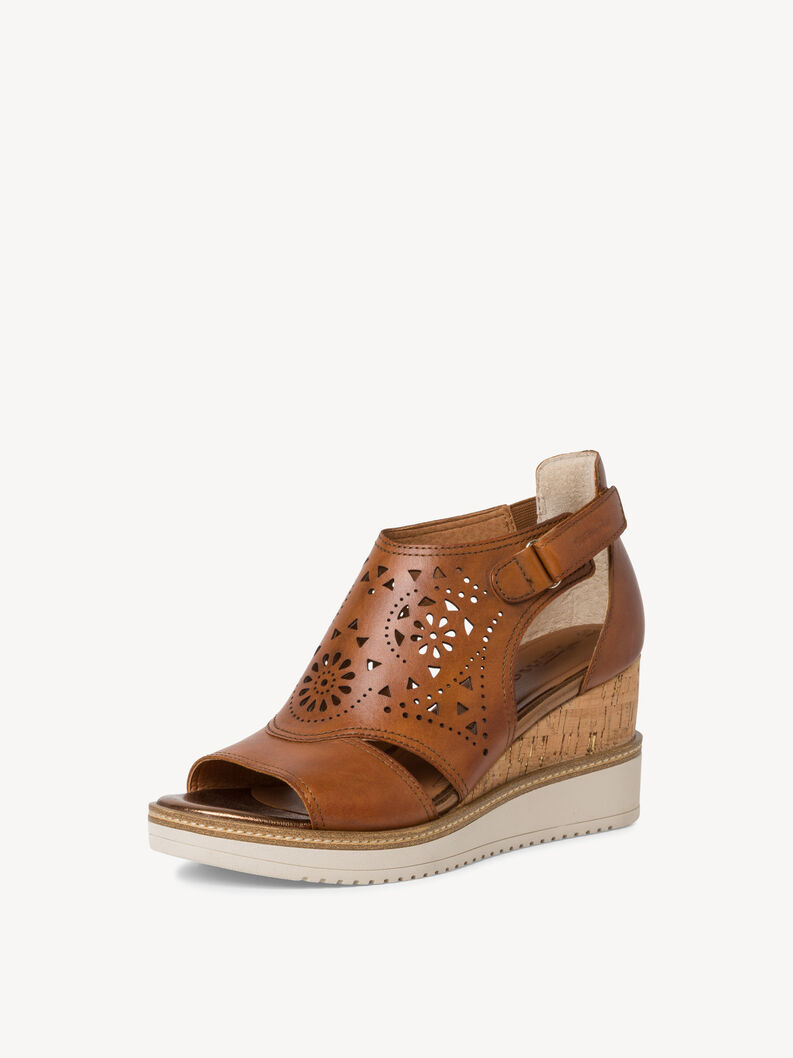 Leather Heeled sandal - brown, COGNAC, hi-res