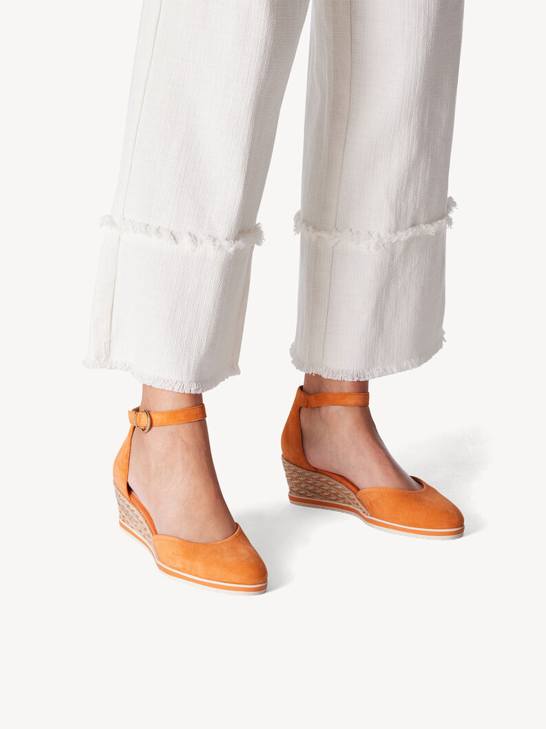 Leather Wedge pumps - orange, orange, hi-res