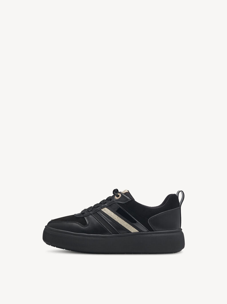 Leather Sneaker - black, BLACK/GOLD, hi-res