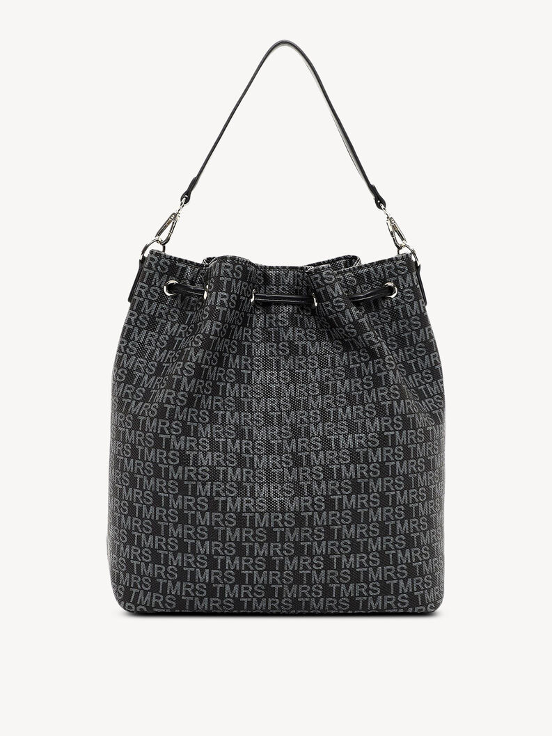 Schwarze Tasche mit dunkelgrauem TMRS-Muster von vorne