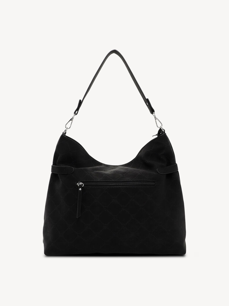 Schwarze Damenhandtasche aus Kunstleder mit sichtbarem Rei&szlig;verschluss hinten