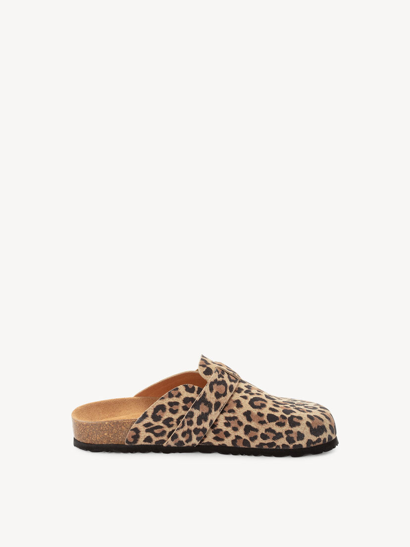 Leren Slipper - bruin, LEOPARD, hi-res