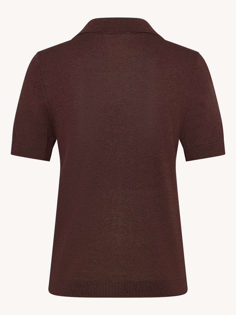 Knitted polo shirt - brown, Coffee Bean, hi-res