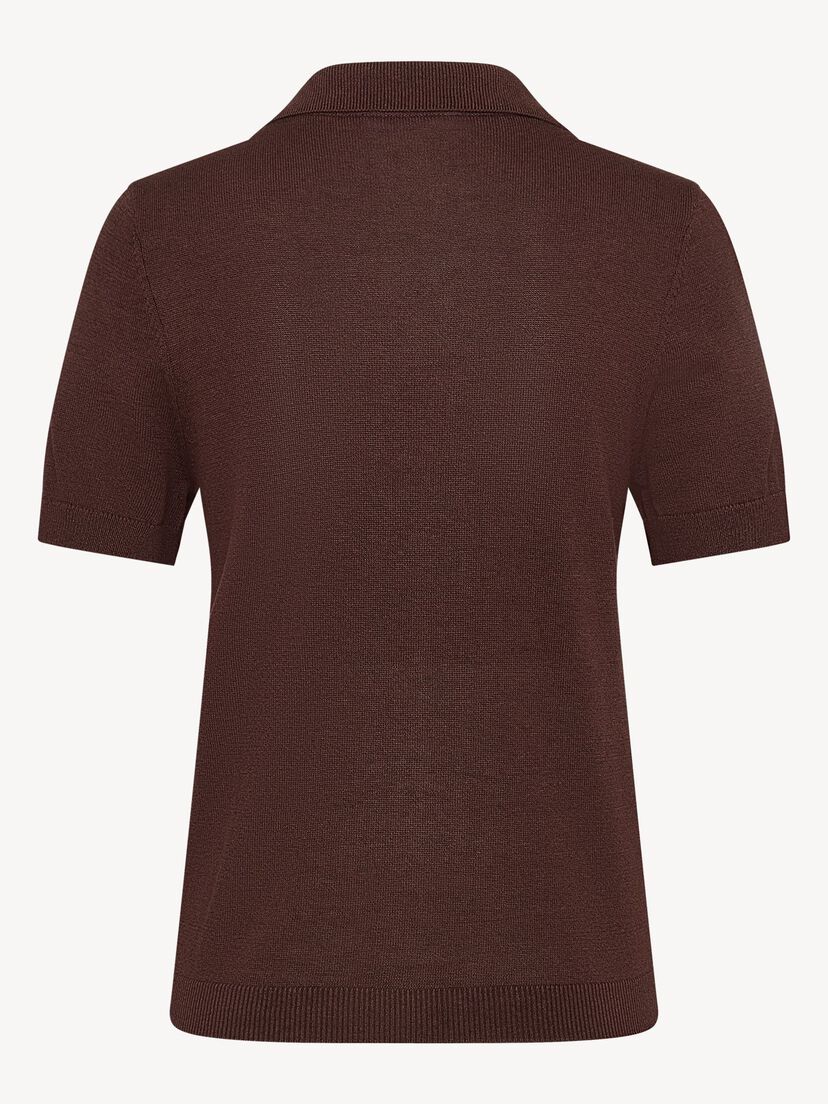 Gebreide polo - bruin, Coffee Bean, hi-res