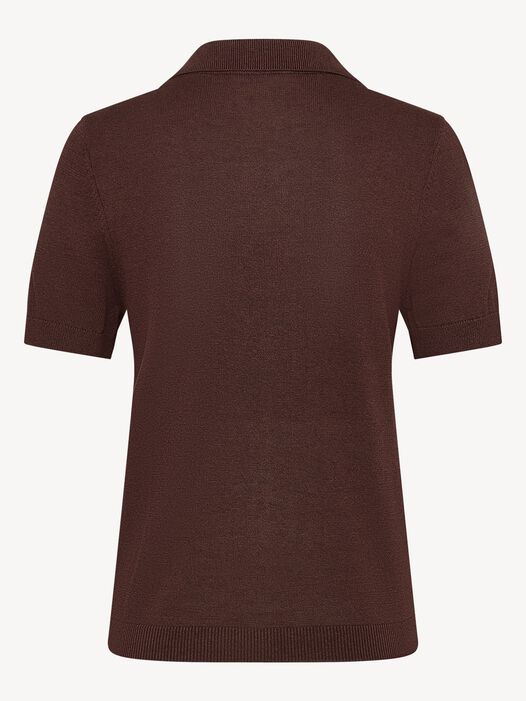gebreide polo, Coffee Bean, hi-res