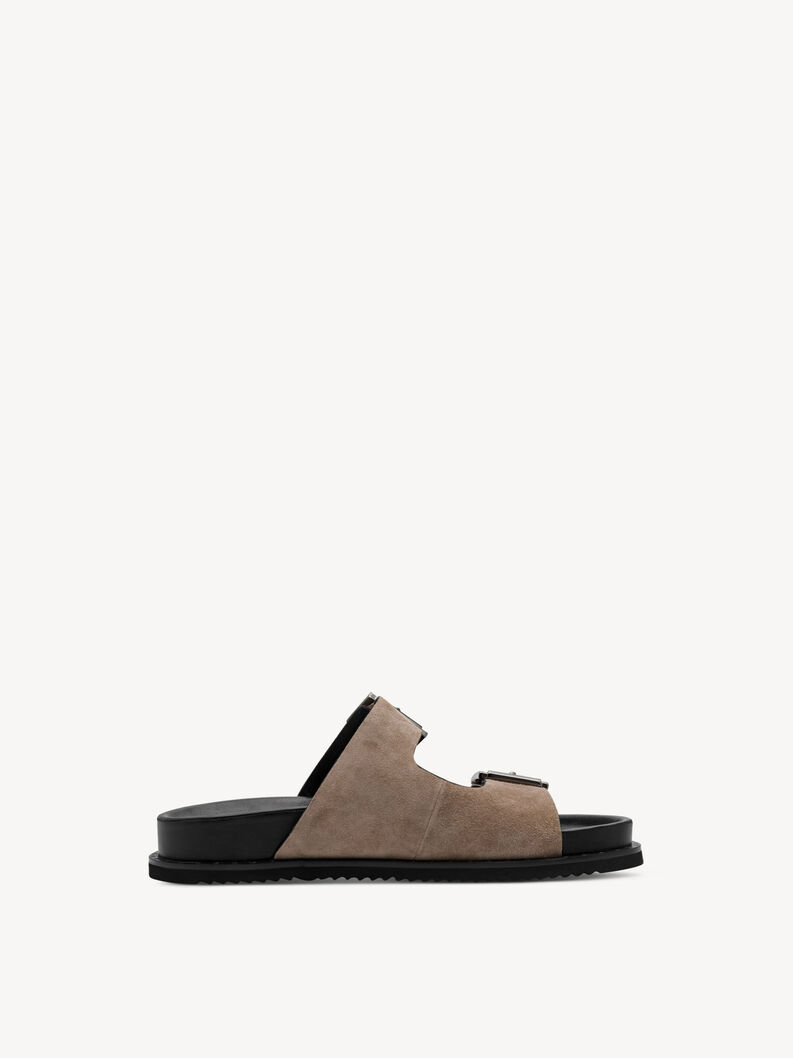 Lederpantolette - beige, TAUPE, hi-res