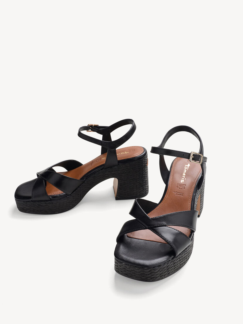 Sandaaltje, BLACK LEATHER, hi-res