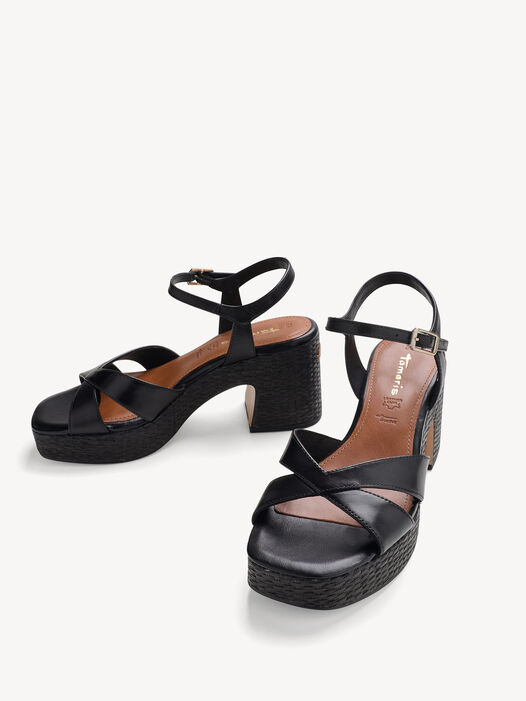 Sandaaltje, BLACK LEATHER, hi-res