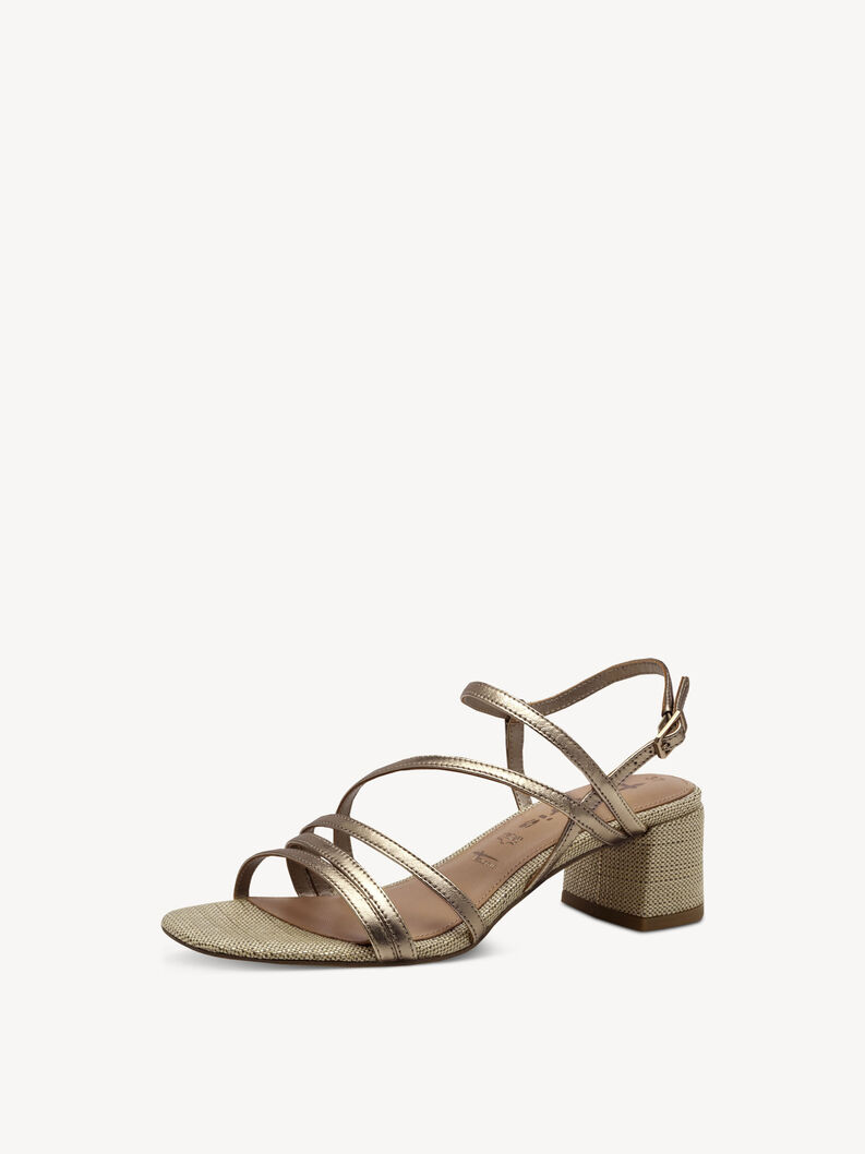 Leather Heeled sandal - metallic, BRONCE, hi-res