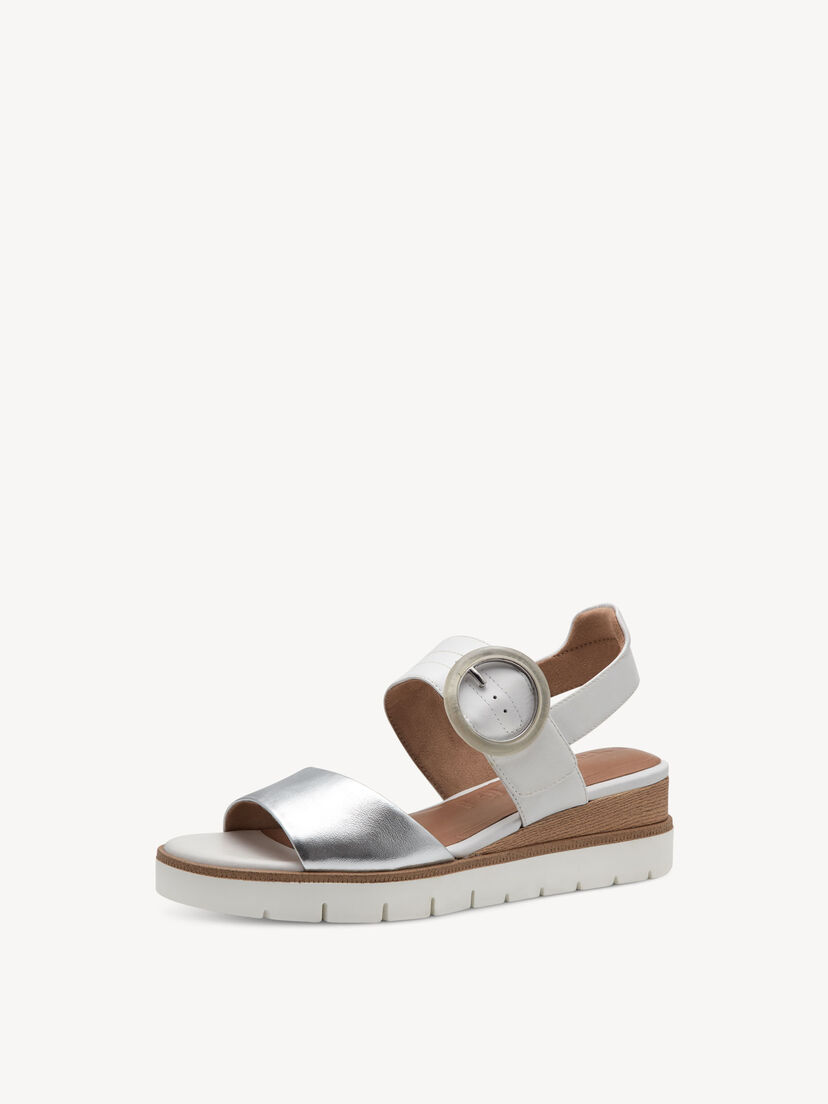 Leren Sandaaltje - wit, WHITE/SILVER, hi-res