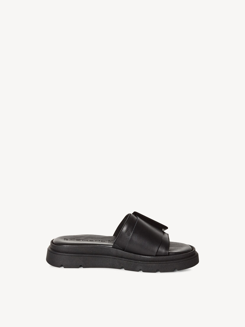 Leren Slipper - zwart, BLACK, hi-res