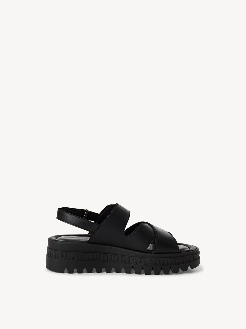 Leren Sandaaltje - zwart, BLACK LEATHER, hi-res