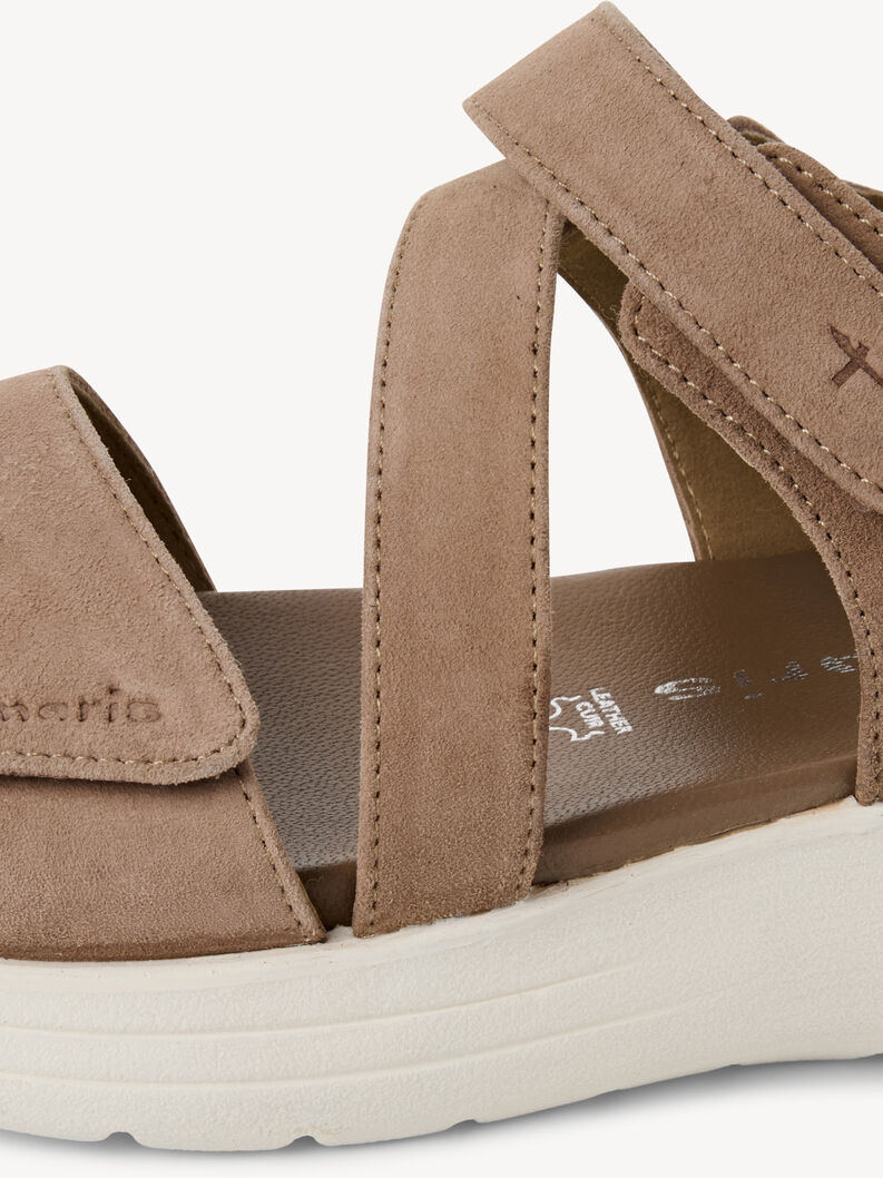 Ledersandalette - beige, TAUPE, hi-res